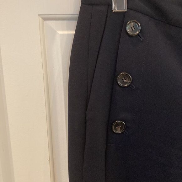 DKNY Navy Sailor nautical Button flat front High Rise Wide Leg Pant Size 10 - Picture 5 of 12